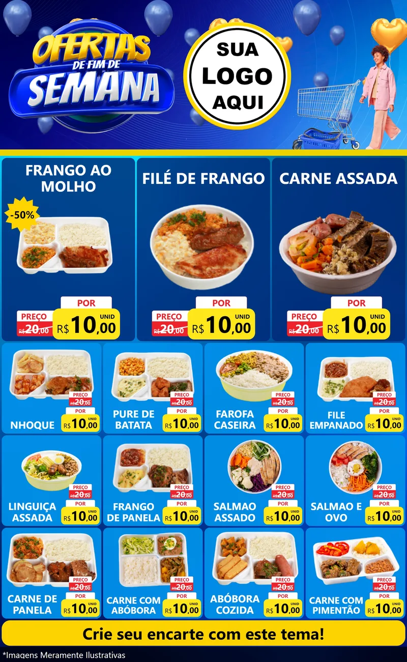 Modelo de Encarte para Encarte Grande com o tema Ofertas de Fim de Semana para Restaurante