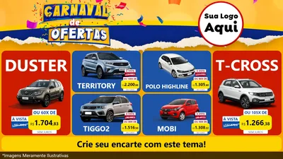 Modelo de TV para TV Horizontal com o tema Carnaval de Ofertas para Concessionaria de Carros