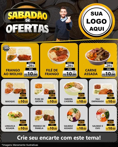 Modelo de Rede Social para Feed Instagram com o tema Sabadão de Ofertas para Restaurante