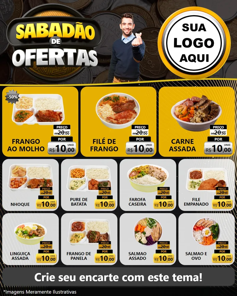 Modelo de Rede Social para Feed Instagram com o tema Sabadão de Ofertas para Restaurante