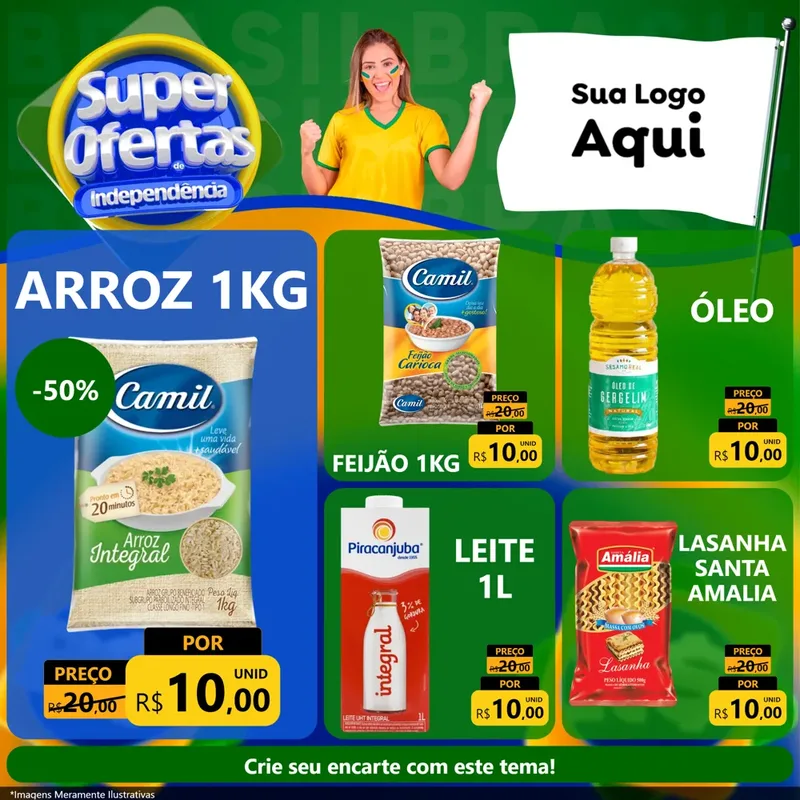 Modelo de Rede Social para Feed Facebook com o tema Super Ofertas de Independência para Supermercado