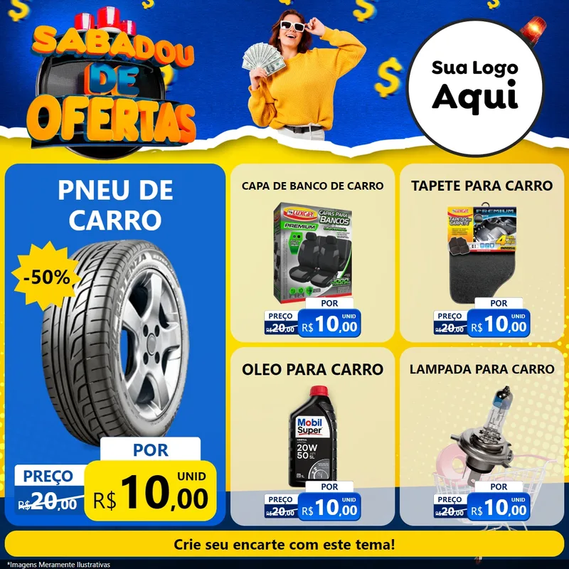 Modelo de Rede Social para Feed Facebook com o tema Sabadou de Ofertas para Auto peças
