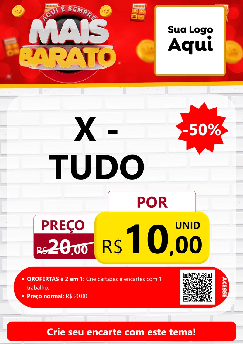 Modelo de Cartaz para Cartaz A4 Vertical com o tema Mais Barato para Hamburgueria