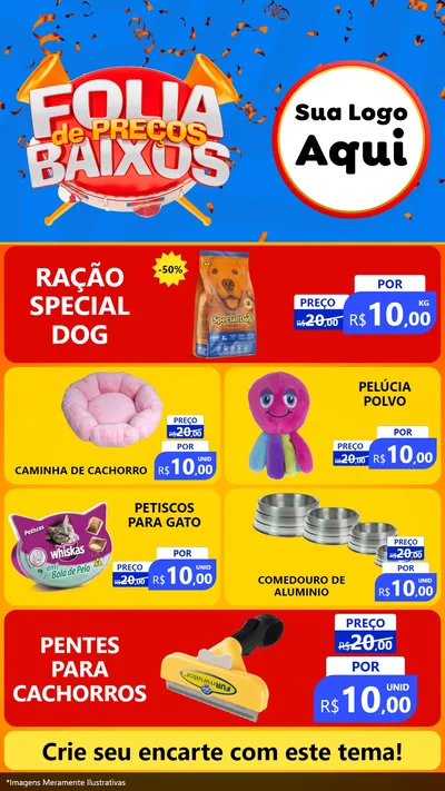 Modelo de TV para TV Vertical com o tema Folia de Preços Baixos para Pet Shop