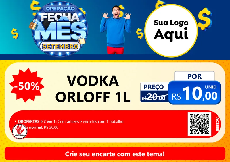 Modelo de Cartaz para Cartaz A4 Horizontal com o tema Operação Fecha Mês Setembro para Distribuidora de bebidas