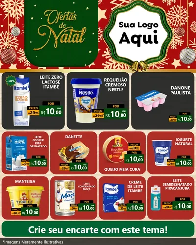 Modelo de Rede Social para Feed Instagram com o tema Natal de Ofertas para Frios e Laticínios