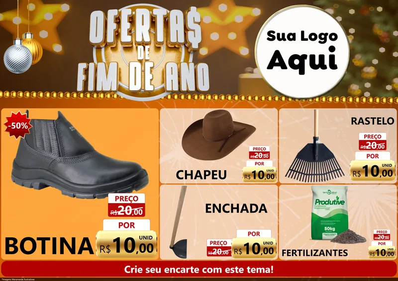Modelo de Encarte para Encarte A4 Horizontal com o tema Ofertas de Fim de Ano para Agropecuária