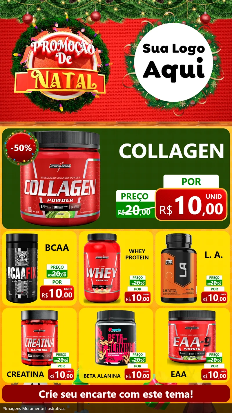 Modelo de Rede Social para Stories com o tema Promoção de Natal para Suplementos alimentares