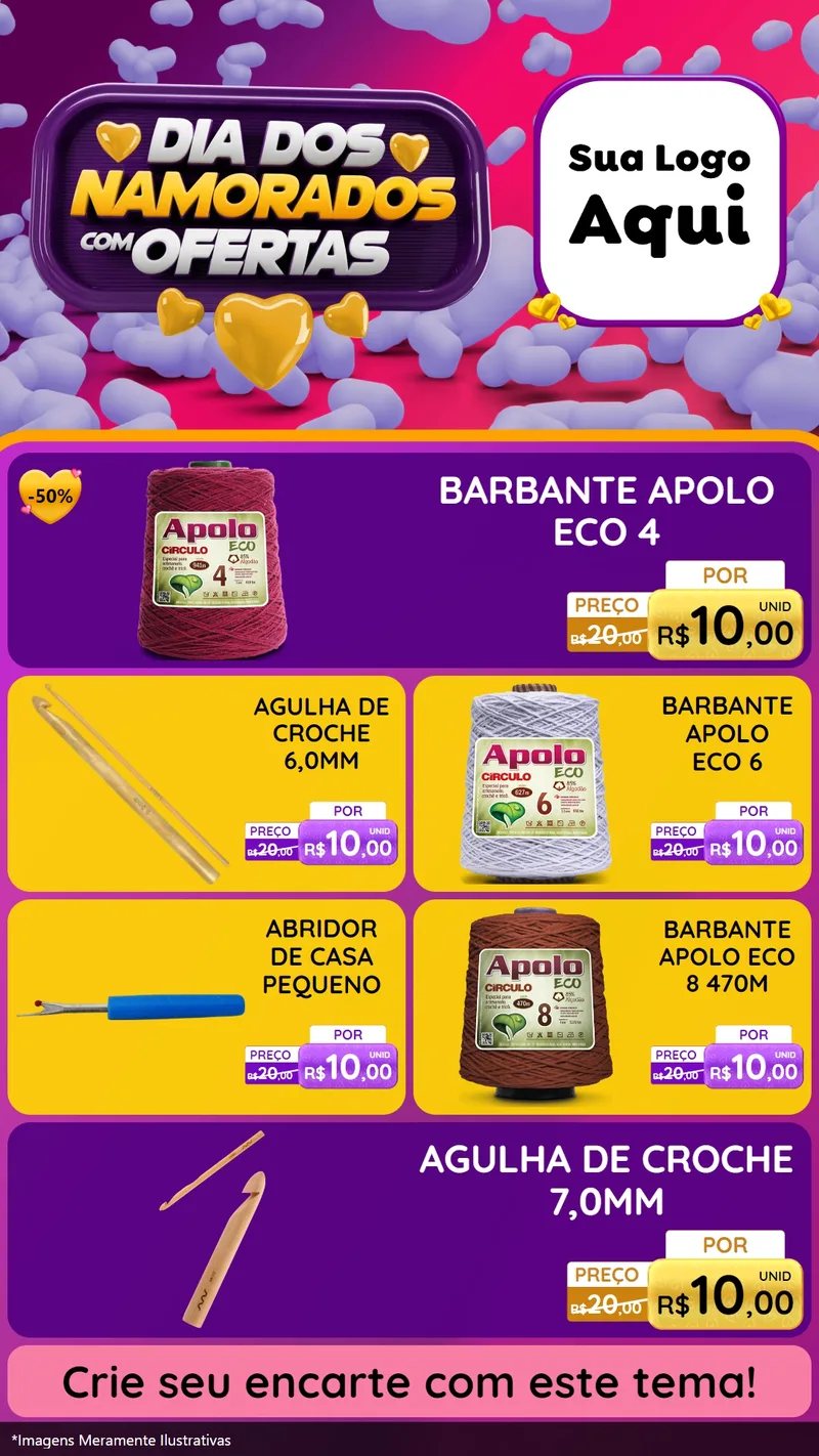 Modelo de TV para TV Vertical com o tema Dia Dos Namorados Com Ofertas para Armarinho e Aviamentos