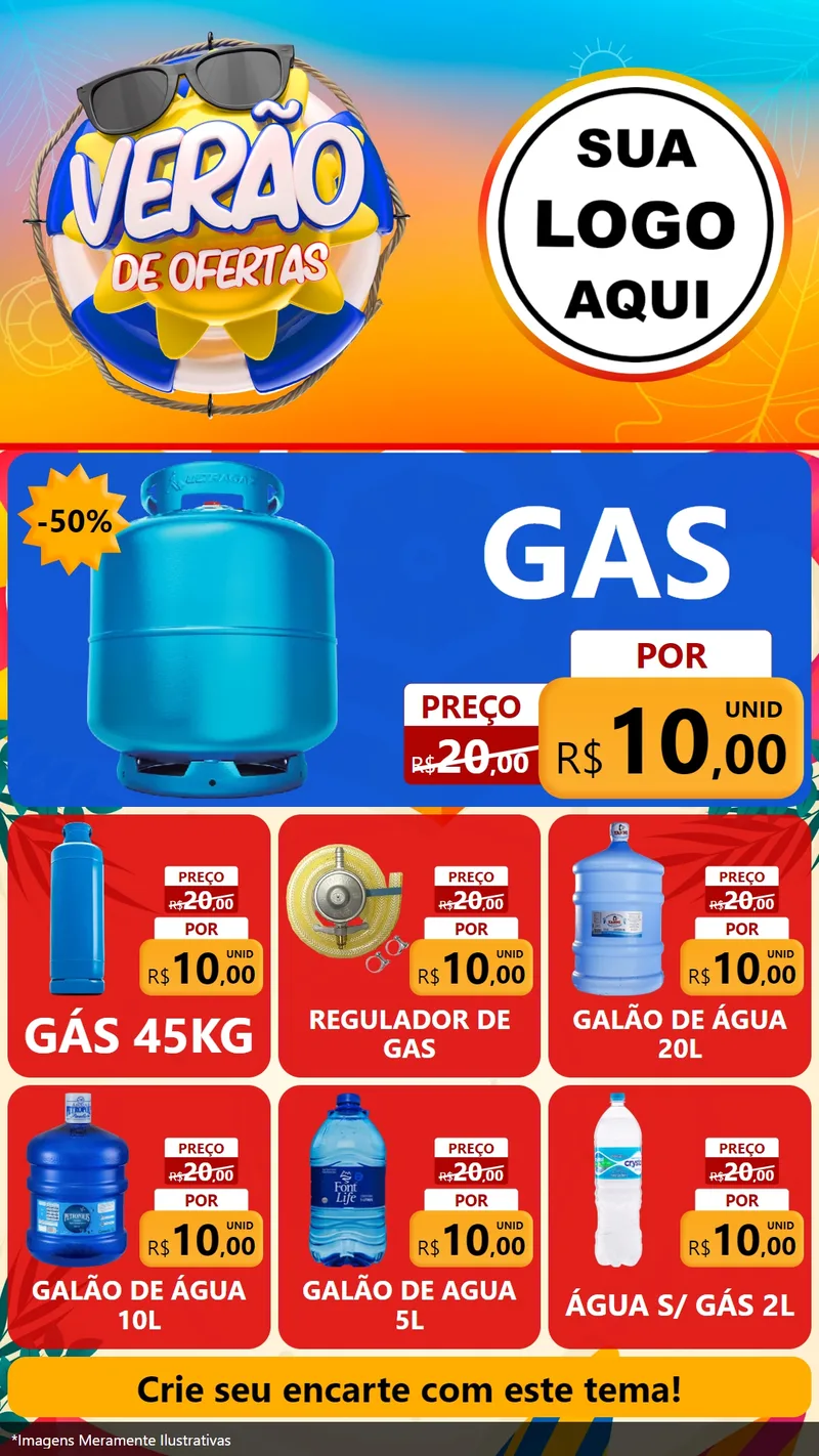 Modelo de Rede Social para Stories com o tema Verão de Ofertas para Água e gás