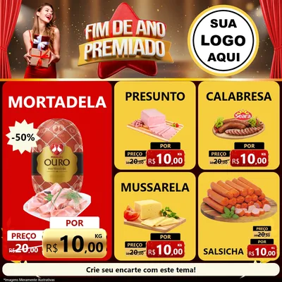 Modelo de Rede Social para Feed Facebook com o tema Fim de Ano Premiado para Frios e Laticínios