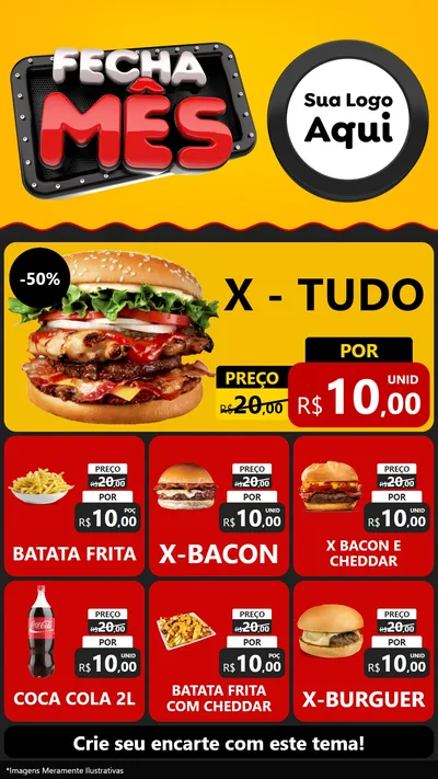 Modelo de Rede Social para Stories com o tema Fecha Mês para Hamburgueria