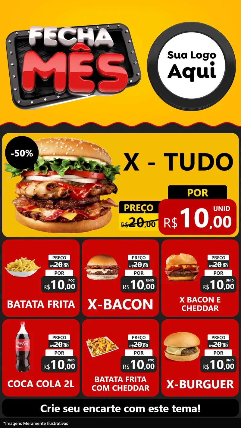 Modelo de Rede Social para Stories com o tema Fecha Mês para Hamburgueria