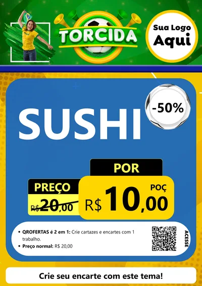 Modelo de Cartaz para Cartaz A4 Vertical com o tema Torcida para Comida japonesa