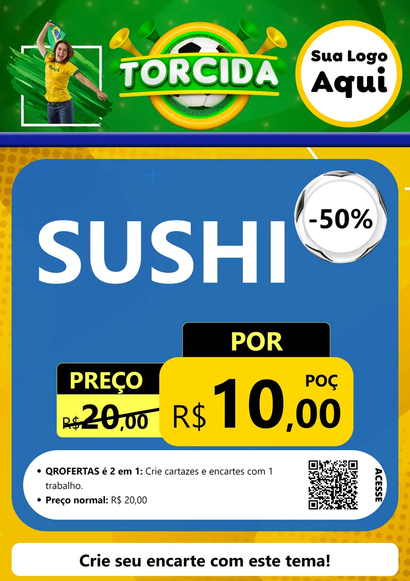 Modelo de Cartaz para Cartaz A4 Vertical com o tema Torcida para Comida japonesa