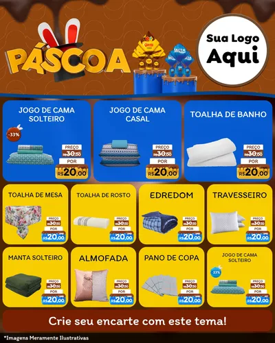 Modelo de Rede Social para Feed Instagram com o tema Páscoa para Cama, Mesa e Banho