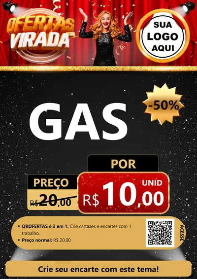 Modelo de Cartaz para Cartaz A4 Vertical com o tema Ofertas da Virada para Água e gás