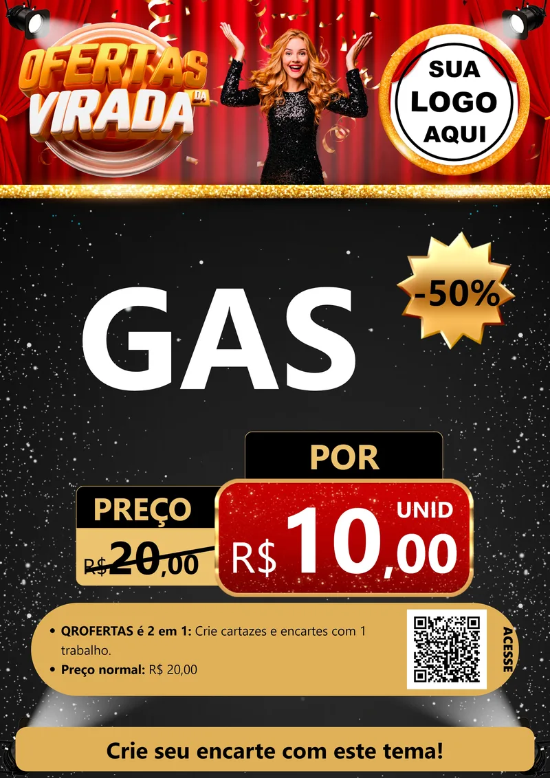 Modelo de Cartaz para Cartaz A4 Vertical com o tema Ofertas da Virada para Água e gás
