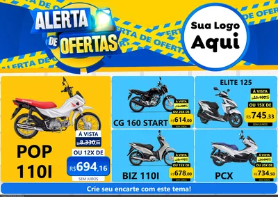 Modelo de Encarte para Encarte A4 Horizontal com o tema Alerta de Ofertas para Concessionaria de Motos