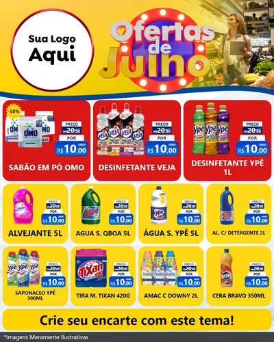 Modelo de Rede Social para Feed Instagram com o tema Ofertas de Julho para Produtos de Limpeza