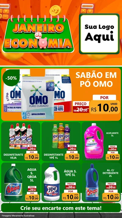 Modelo de Rede Social para Stories com o tema Janeiro da Economia para Produtos de Limpeza