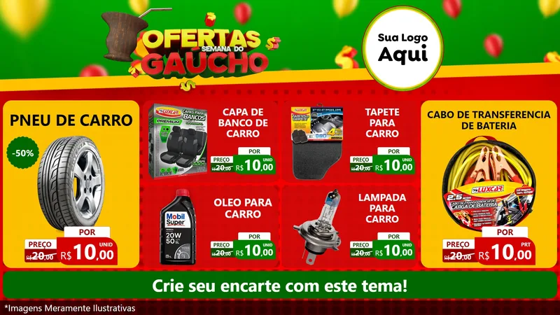 Modelo de TV para TV Horizontal com o tema Ofertas Semana Do Gaúcho para Auto peças