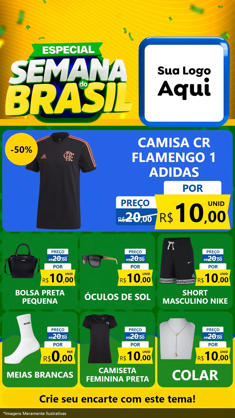 Modelo de Rede Social para Stories com o tema Especial Semana do Brasil para Roupas e acessórios