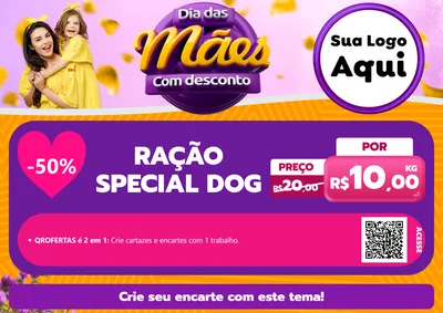 Modelo de Cartaz para Cartaz A4 Horizontal com o tema Dia das Mães com Desconto para Pet Shop