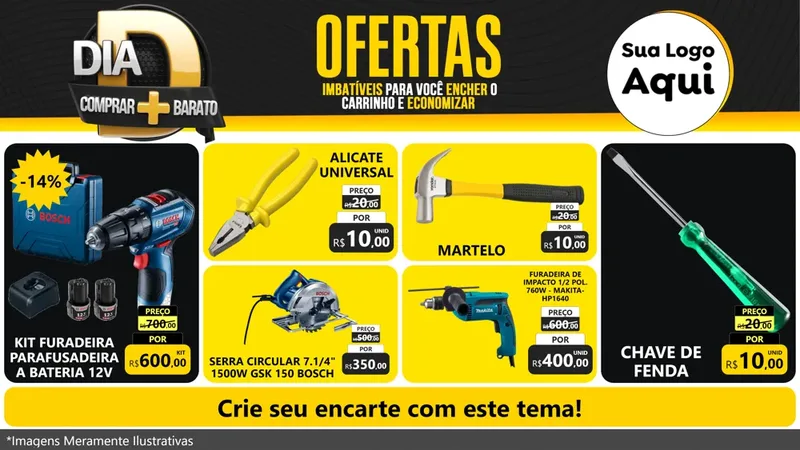 Modelo de TV para TV Horizontal com o tema Dia D Mais Economia para Maquinas e Ferramentas