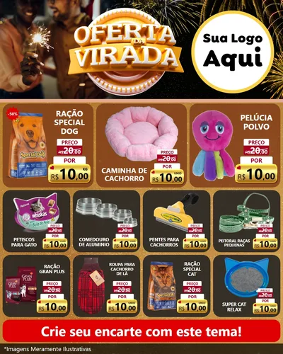 Modelo de Rede Social para Feed Instagram com o tema Oferta da Virada para Pet Shop
