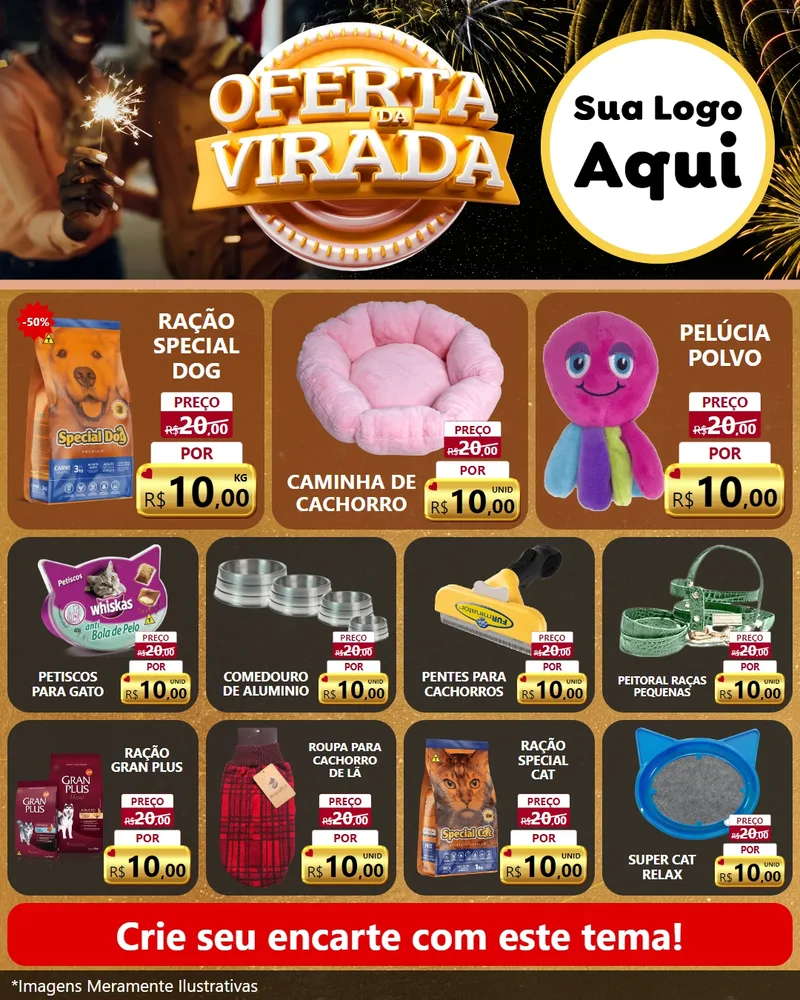 Modelo de Rede Social para Feed Instagram com o tema Oferta da Virada para Pet Shop
