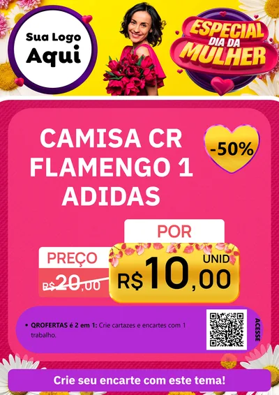 Modelo de Cartaz para Cartaz A4 Vertical com o tema Especial Dia da Mulher para Roupas e acessórios
