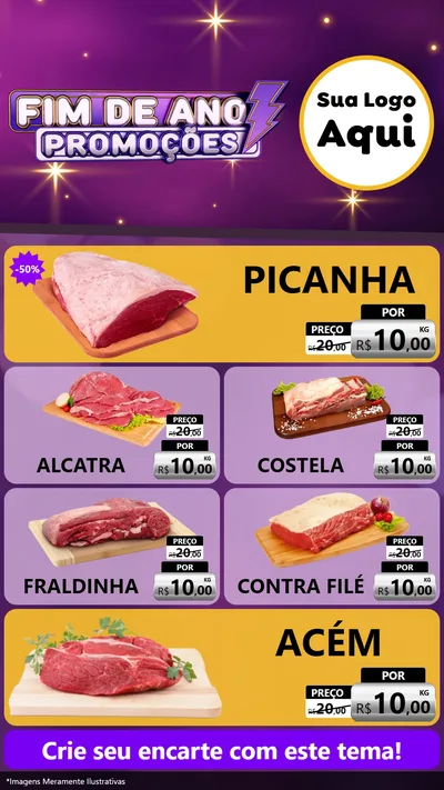 Modelo de TV para TV Vertical com o tema Fim de Ano Promoções para Açougue