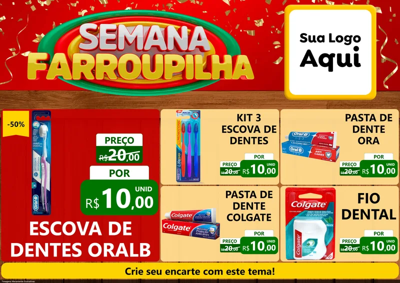 Modelo de Encarte para Encarte A4 Horizontal com o tema Semana Farroupilha para Higiene Pessoal
