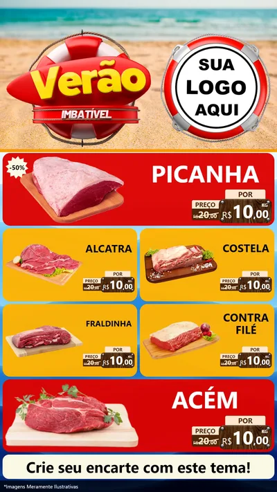 Modelo de TV para TV Vertical com o tema Verão Imbatível para Açougue