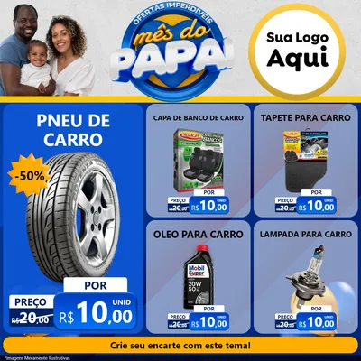 Modelo de Rede Social para Feed Facebook com o tema Ofertas Imperdíveis Mês Do Papai para Auto peças
