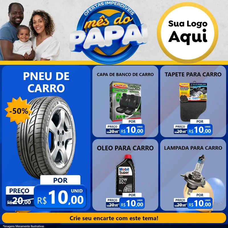 Modelo de Rede Social para Feed Facebook com o tema Ofertas Imperdíveis Mês Do Papai para Auto peças