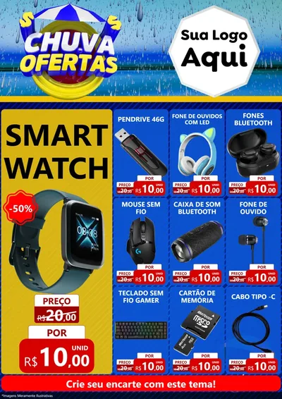 Modelo de Encarte para Encarte A4 Vertical com o tema Chuva de Ofertas para Informática