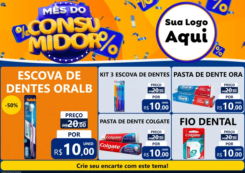 Modelo de Encarte para Encarte A4 Horizontal com o tema Mês do Consumidor para Higiene Pessoal