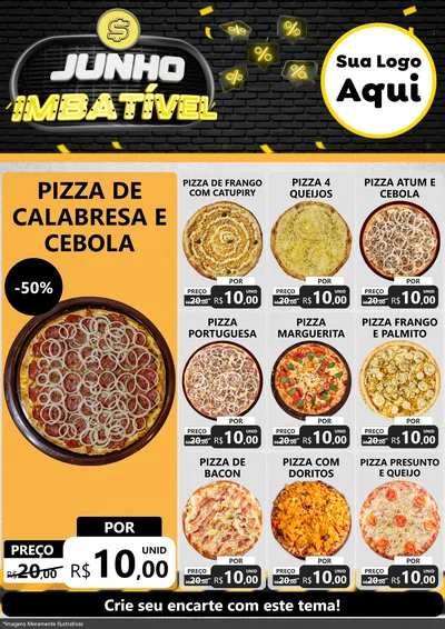 Modelo de Encarte para Encarte A4 Vertical com o tema Junho Imbatível para Pizzaria