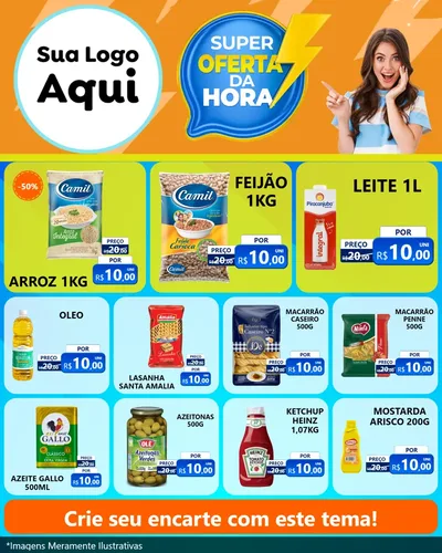 Modelo de Rede Social para Feed Instagram com o tema Super Oferta da Hora para Supermercado