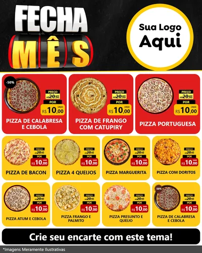 Modelo de Rede Social para Feed Instagram com o tema Fecha Mês para Pizzaria