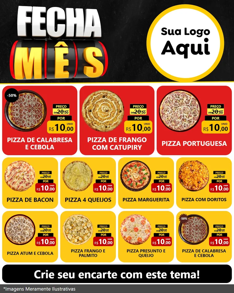 Modelo de Rede Social para Feed Instagram com o tema Fecha Mês para Pizzaria
