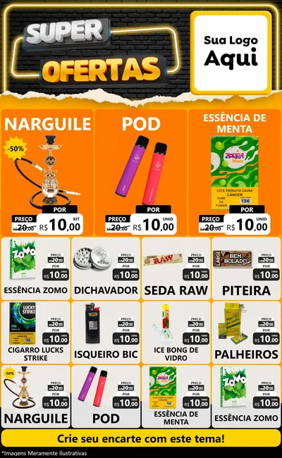 Modelo de Encarte para Encarte Grande com o tema Super Ofertas para Tabacaria
