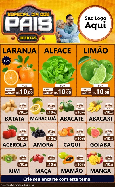 Modelo de Encarte para Encarte Grande com o tema Especial Dia dos Pais para Hortifrúti