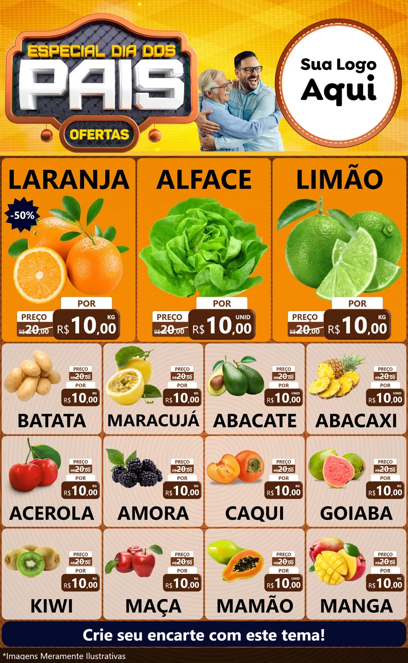 Modelo de Encarte para Encarte Grande com o tema Especial Dia dos Pais para Hortifrúti