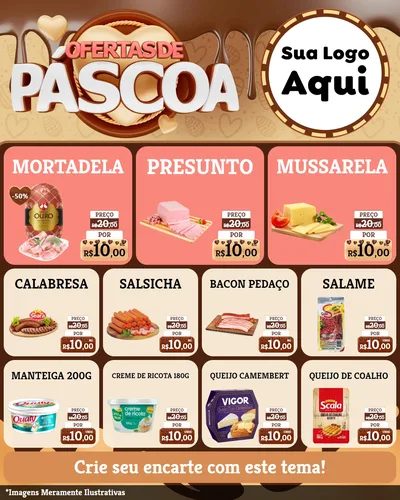 Modelo de Rede Social para Feed Instagram com o tema Ofertas de Páscoa para Frios e Laticínios