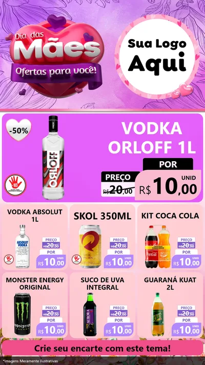 Modelo de Rede Social para Stories com o tema Dia das Mães Ofertas para Você! para Distribuidora de bebidas