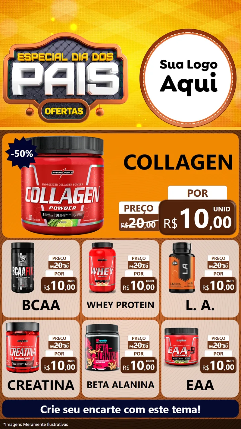 Modelo de Rede Social para Stories com o tema Especial Dia dos Pais para Suplementos alimentares