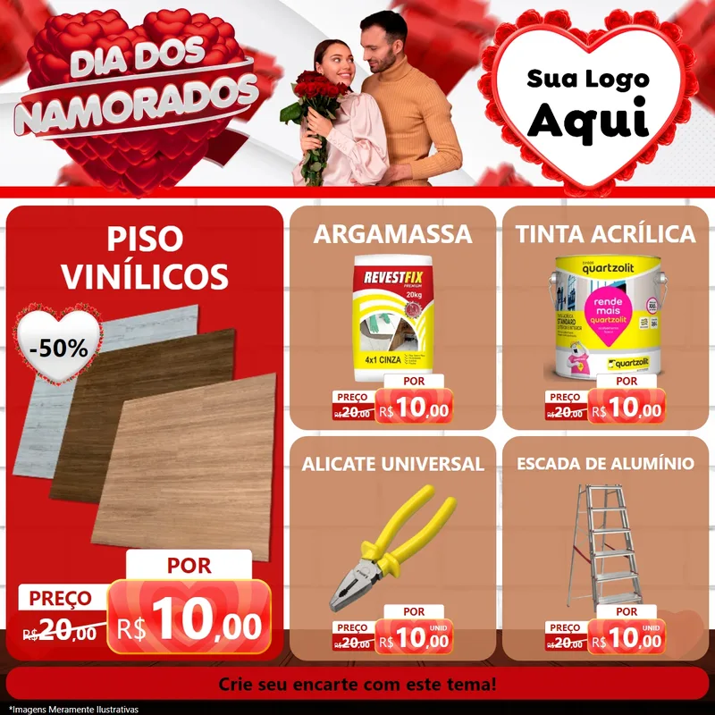 Modelo de Rede Social para Feed Facebook com o tema Dia dos Namorados para Material para Construção